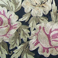 Close-up view of vintage tambour embroidery