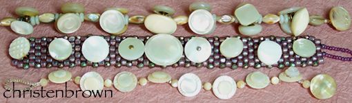 bracelets made from mother of pearl buttons
