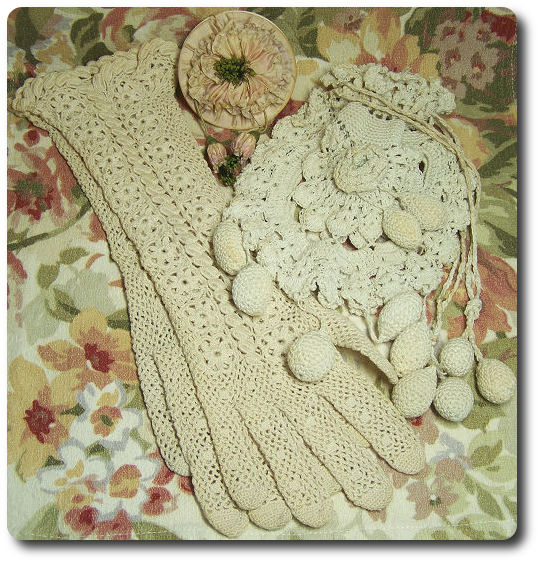 crochet purse and gloves