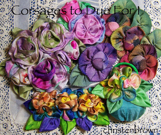 dyed ribbon corsages